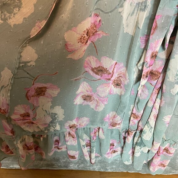 Express Women Light Chiffon Floral Girly Bloomcore Boho Maxi Wrap Cover Up Small - Picture 5 of 14